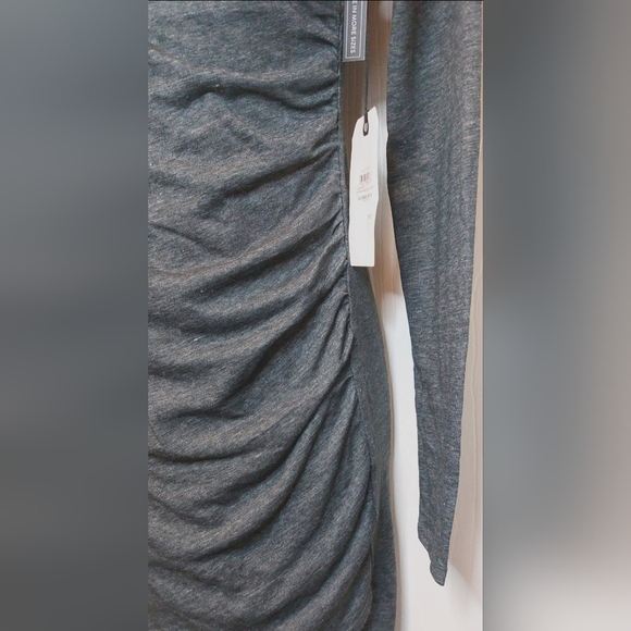 Leith NWT Size Small Grey Ruched Long Sleeve Bodycon Midi Dress Office Date Chic - Picture 3 of 11